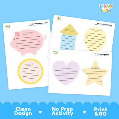 New Year's Goals Craft Printable Goal Setting Writing Activity