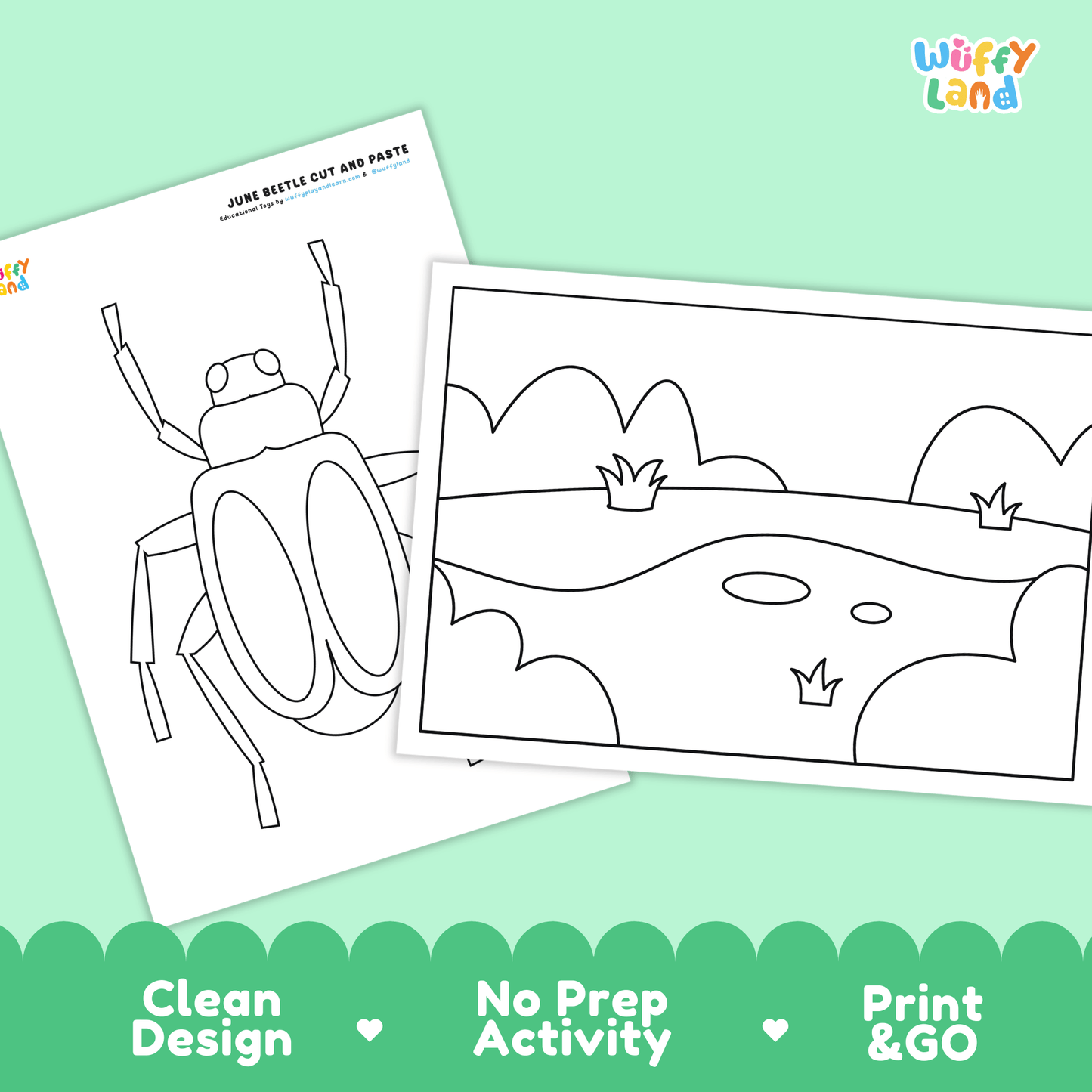 June Beetle Cut and Paste Craft | Beetle Coloring Page & Insect Activity