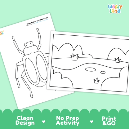 June Beetle Cut and Paste Craft | Beetle Coloring Page & Insect Activity