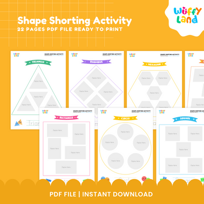 Shape Sorting Activity for Kids | 22 Pages Printable PDF | Fun Learning Tool