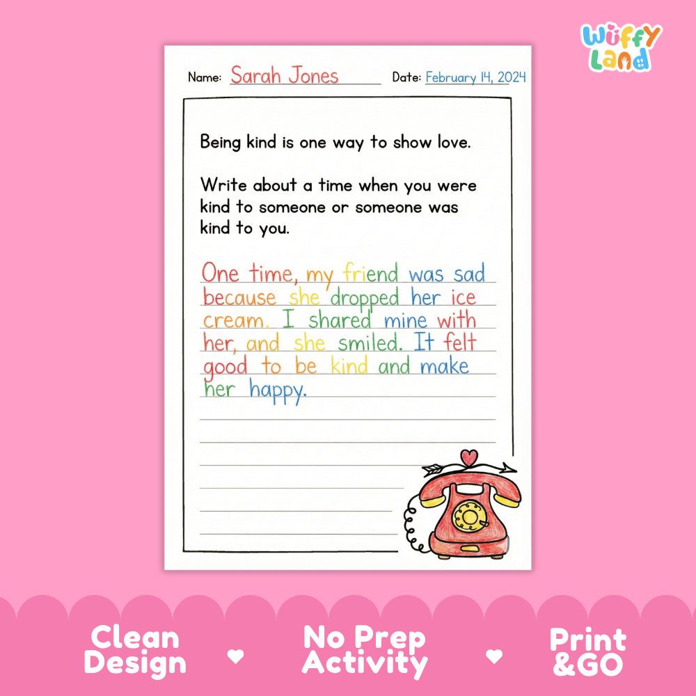 Valentine's Day Long Writing Prompts Worksheets