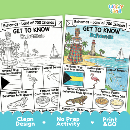 Bahamas Geography Coloring Poster and Activity Worksheet