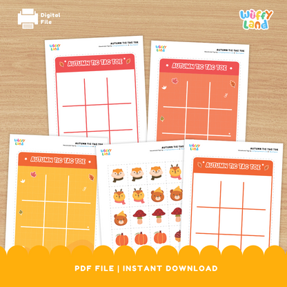 Permainan Tic Tac Toe Musim Gugur - Aktivitas Cetak Musim Gugur untuk Anak-anak - Papan Permainan Labu &amp; Daun