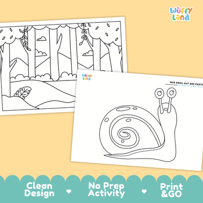 Mud Snail Cut and Paste Craft | Snail Coloring Page & Animal ActivityMud Snail