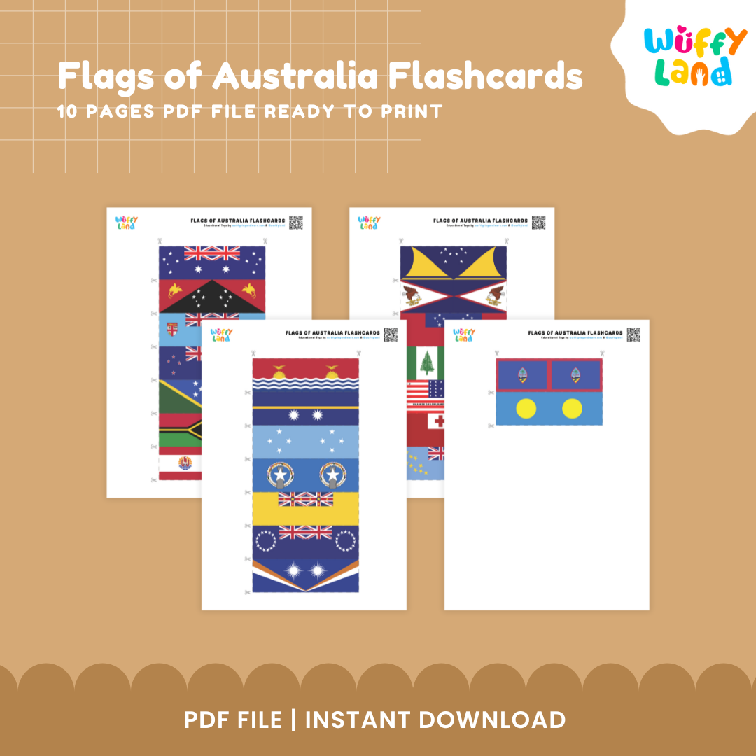 Flags of Australia Flashcards 23 Printable Flashcards for Kids - Geography Learning