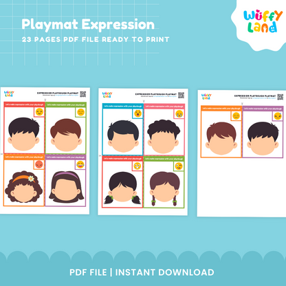 Playmat Expression Activity | 23 Pages Emotions Printable for Kids | Fun Playdough Activity