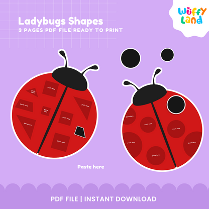 Ladybugs Shapes Activity - 3 Pages Printable Fun & Learning!