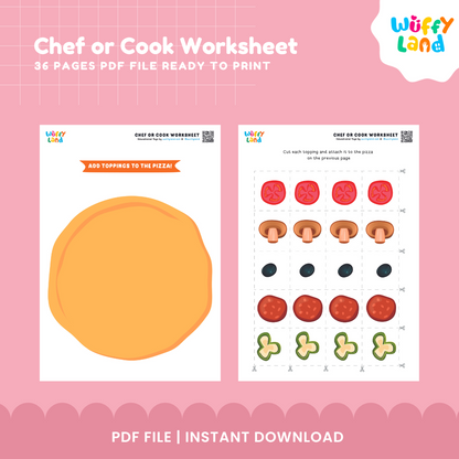 Chef & Cooking Worksheets for Kids: Fun and Educational Activities | Printable PDF | Instant Download