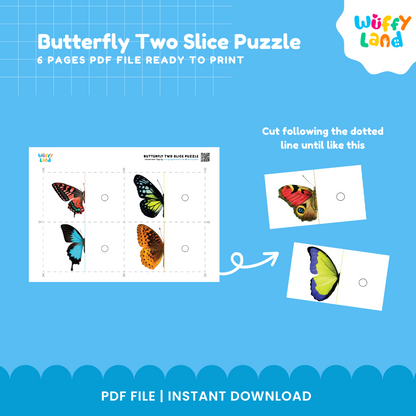 Butterfly Two Slice Puzzle – Fun Learning Printable for Kids!