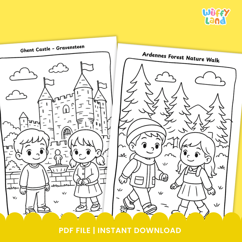 Belgium Geography Coloring Pages European Culture Landmarks Bruges Atomium Chocolate Printable Activity Pack