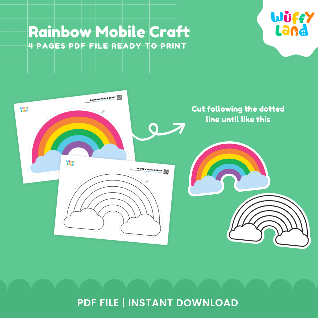 Rainbow Mobile Craft Printable | DIY Kids Room Decor |  Star Hanging Mobile for Kids Crafting Fun