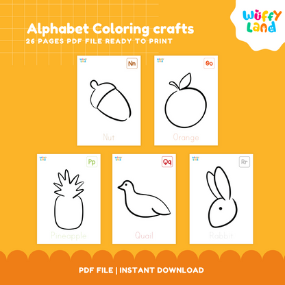 Alphabet Coloring Crafts - 26 A-Z Printable Activities for Kids