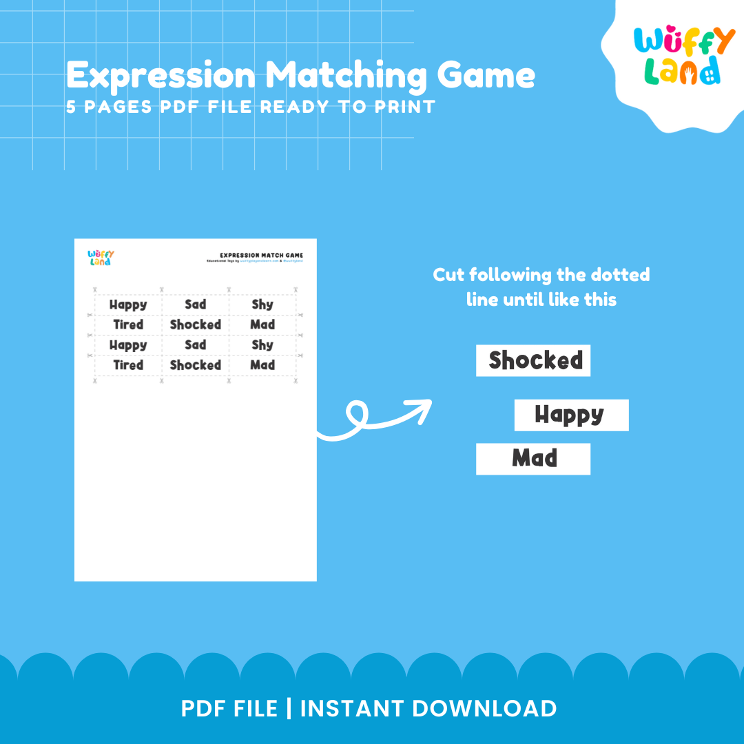Game Mencocokkan Ekspresi Wajah - Aktivitas Emosi untuk Prasekolah &amp; TK - SEL yang Dapat Dicetak