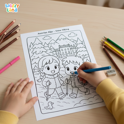 Austria Geography Coloring Pages European Culture Landmarks Alps Vienna Music Tyrol Printable Activity Pack