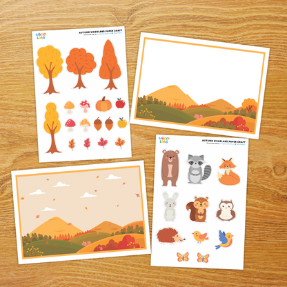 Autumn Woodland Paper Craft Cut & Paste Activities for Kids