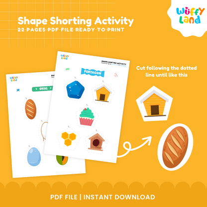 Shape Sorting Activity for Kids | 22 Pages Printable PDF | Fun Learning Tool