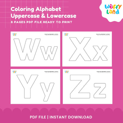 Coloring Alphabet Uppercase & Lowercase 78 Pages - Fun ABC Learning Activity Educational Coloring Pages for Kids