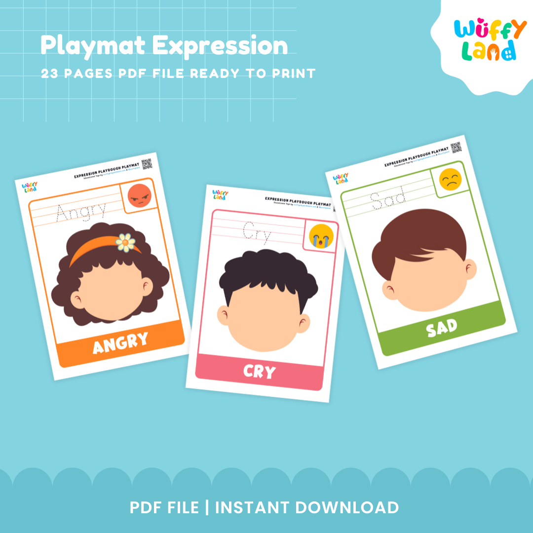 Playmat Expression Activity | 23 Pages Emotions Printable for Kids | Fun Playdough Activity