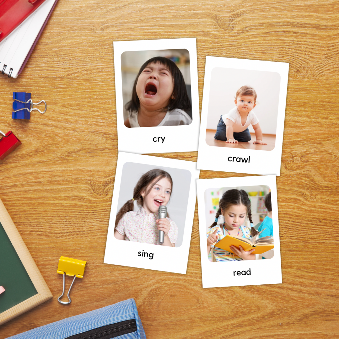 Kartu Flash Kata Kerja Aksi dengan Gambar Asli | 100 Kartu Kosakata yang Dapat Dicetak untuk ESL &amp; Anak-anak