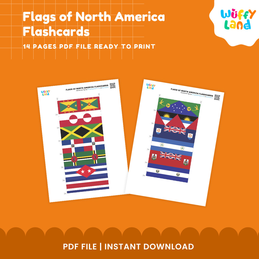 Explore North America: Printable Flags Flashcards for Kids - Educational Montessori Tool