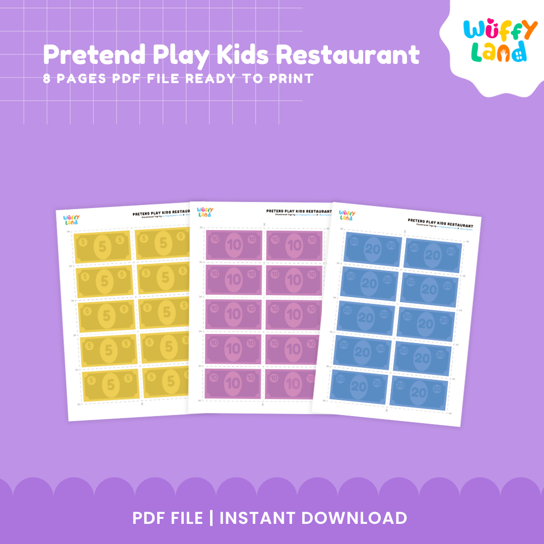 Restoran Anak-Anak Berpura-pura Bermain Cetak - Menu Permainan Dramatis, Formulir Uang &amp; Pesanan