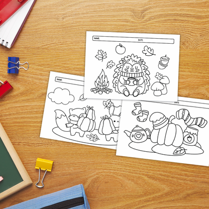 Autumn Coloring Pages - Fall Coloring Sheets for Kids - Printable Fall Activities