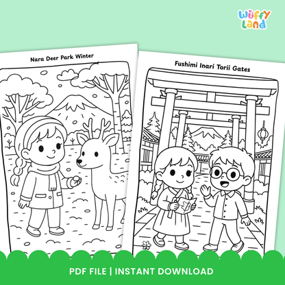 Japan Coloring Pages | Japan Landmarks, Culture & Travel Scenes | No Prep Printa