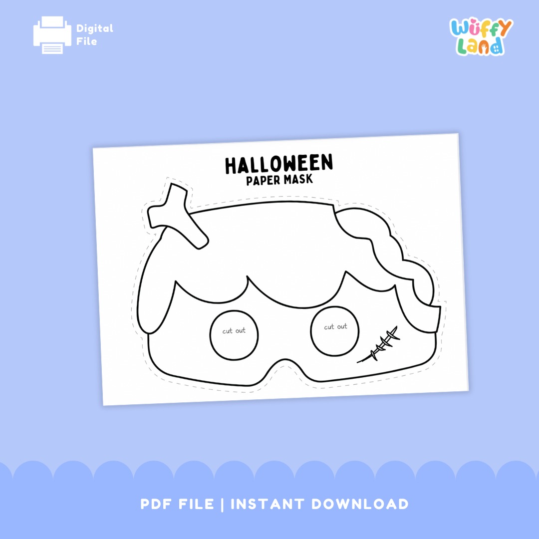 Halloween Zombie Paper Mask – Printable Craft (Color + B&W)