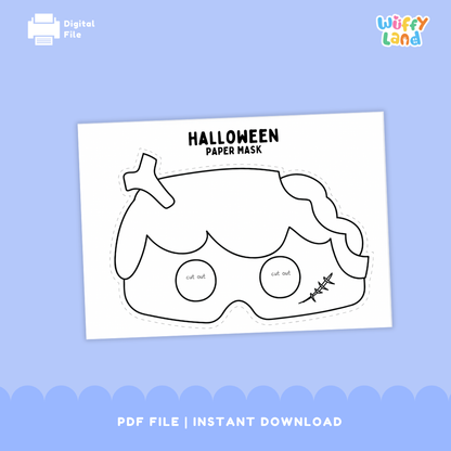 Halloween Zombie Paper Mask – Printable Craft (Color + B&W)