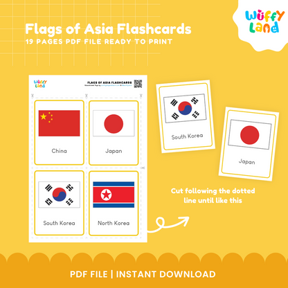 Flags of Asia Flashcards – 47 Printable Cards for Geography Learning