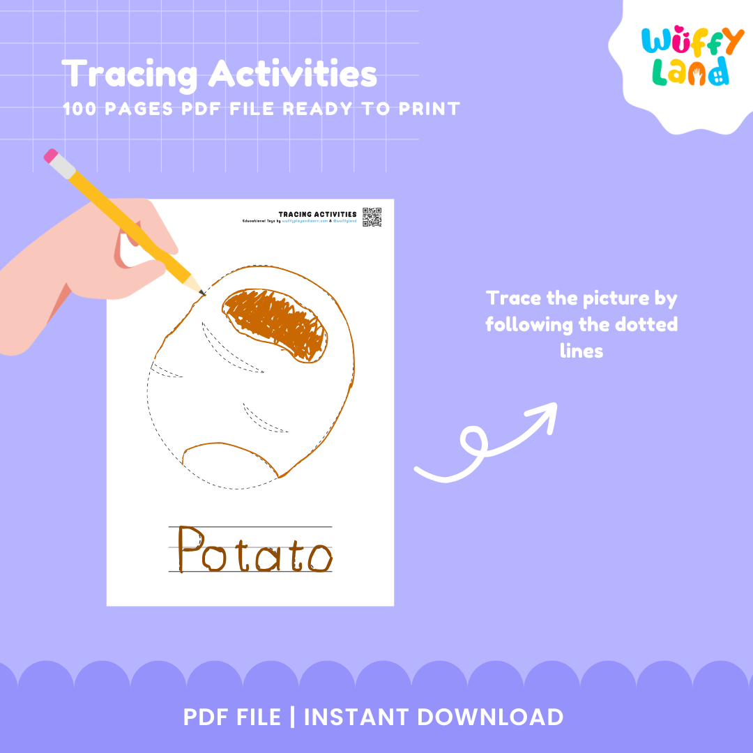 100 Pages Tracing Activities for Kids - Fun Educational Printable Worksheets - Learn Letters, Numbers Shapes