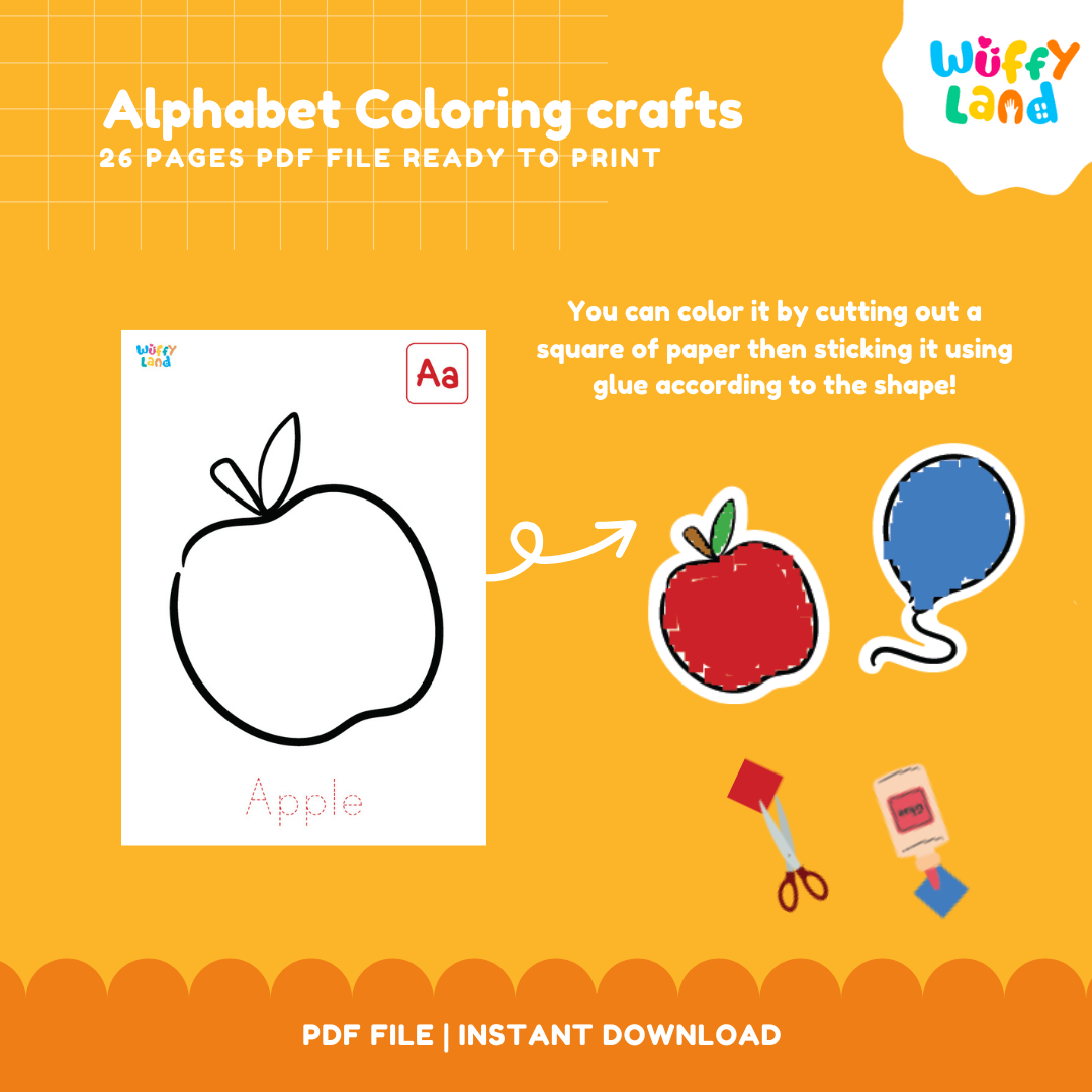 Alphabet Coloring Crafts - 26 A-Z Printable Activities for Kids