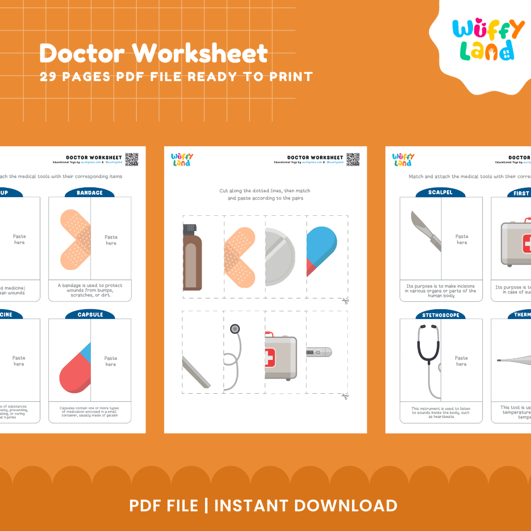 Doctor Themed Worksheets for Kids: Fun & Educational Activities | Printable PDF | Instant Download