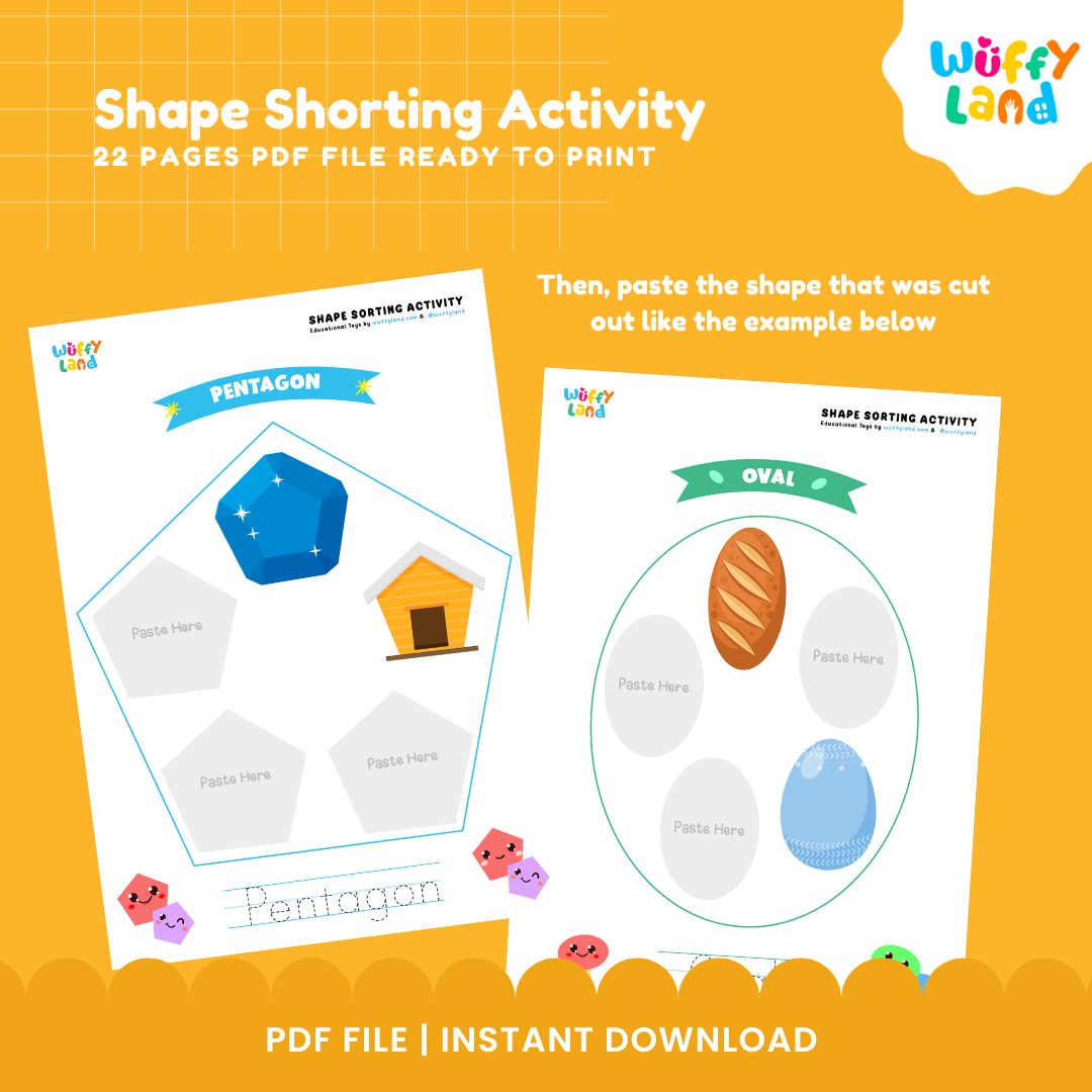 Shape Sorting Activity for Kids | 22 Pages Printable PDF | Fun Learning Tool