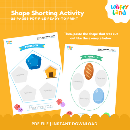 Shape Sorting Activity for Kids | 22 Pages Printable PDF | Fun Learning Tool