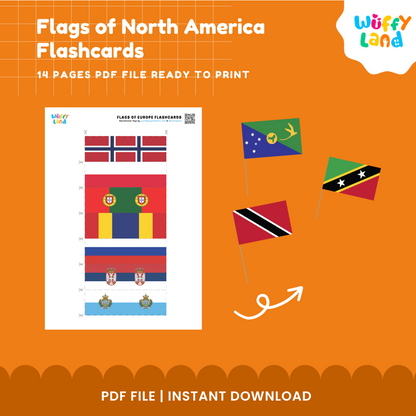 Explore North America: Printable Flags Flashcards for Kids - Educational Montessori Tool