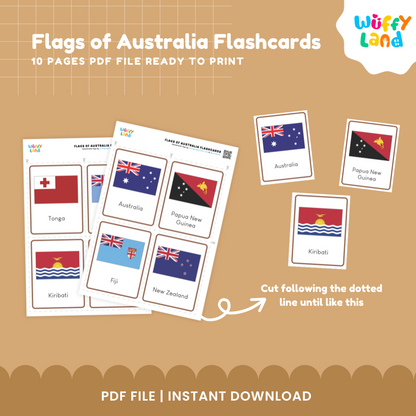 Flags of Australia Flashcards 23 Printable Flashcards for Kids - Geography Learning