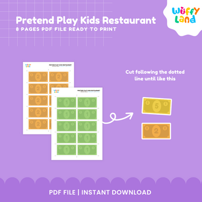 Restoran Anak-Anak Berpura-pura Bermain Cetak - Menu Permainan Dramatis, Formulir Uang &amp; Pesanan