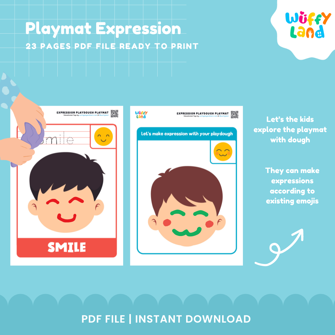 Playmat Expression Activity | 23 Pages Emotions Printable for Kids | Fun Playdough Activity