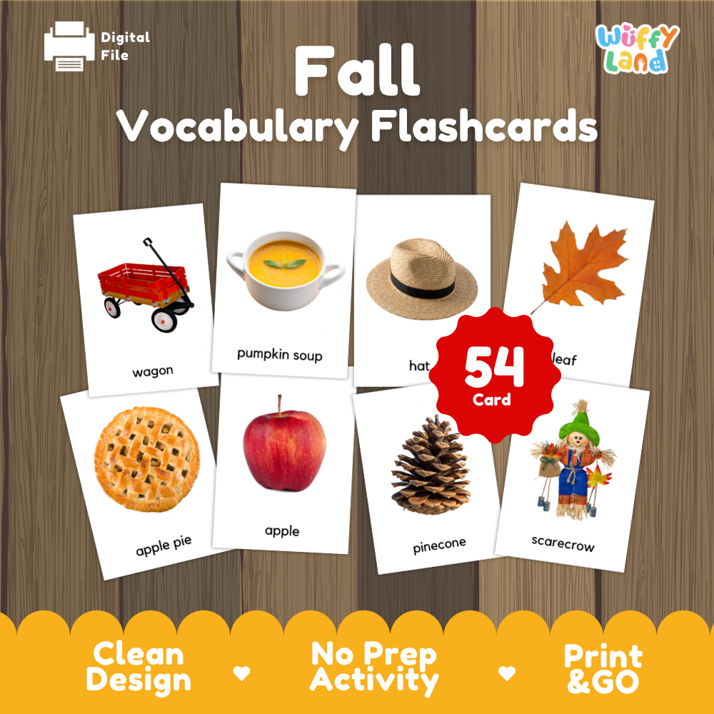 Fall Vocabulary Flashcards Worksheets and Printables
