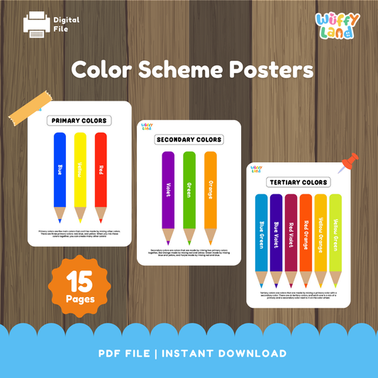 Color Scheme Posters for Kids – 15 Printable Pages of Color Theory Learning