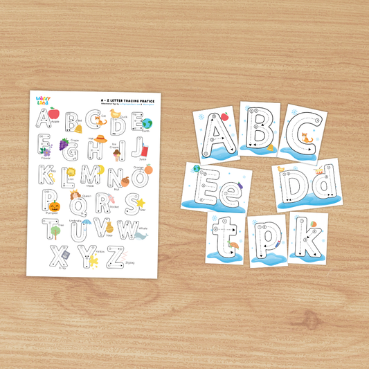 A-Z Letter Tracing Practice Winter Theme Worksheets