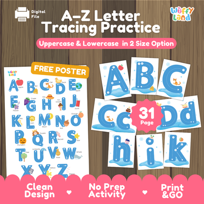 A-Z Letter Tracing Practice Worksheets