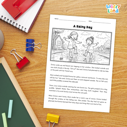 A Rainy Day Reading Comprehension Passage and Questions Worksheets
