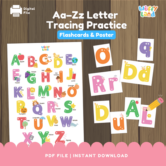 Uppercase and Lowercase Letter Tracing Practice – Flashcards & Poster (PreK–K)