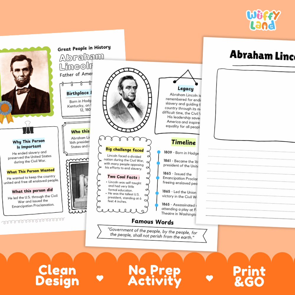 Abraham Lincoln Biography Research Page Famous People Worksheets and Graphic Organizers