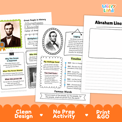 Abraham Lincoln Biography Research Page Famous People Worksheets and Graphic Organizers