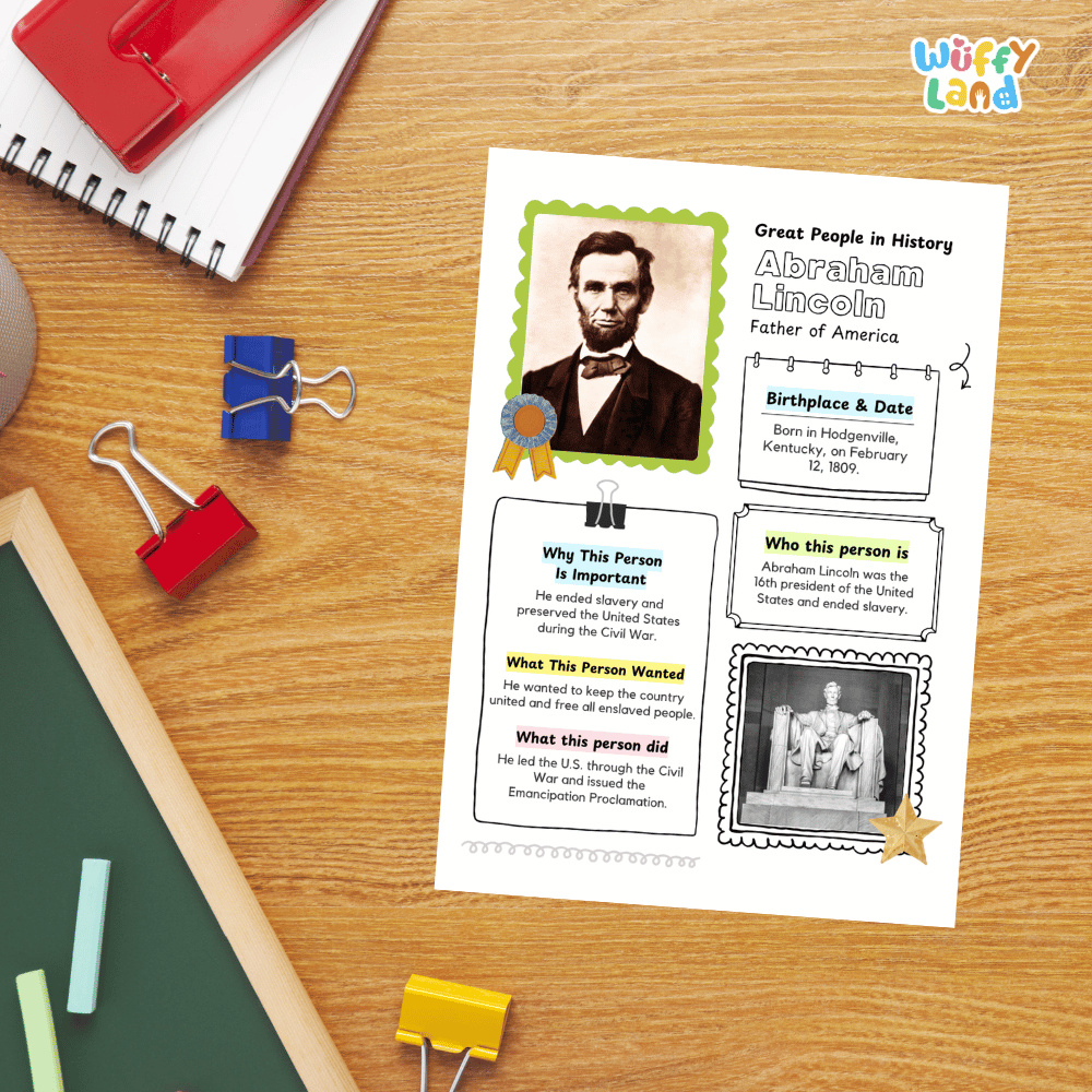 Abraham Lincoln Biography Research Page Famous People Worksheets and Graphic Organizers