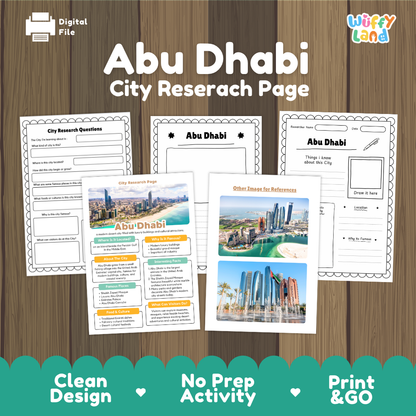 Abu Dhabi City Research Worksheets and Fact Sheet