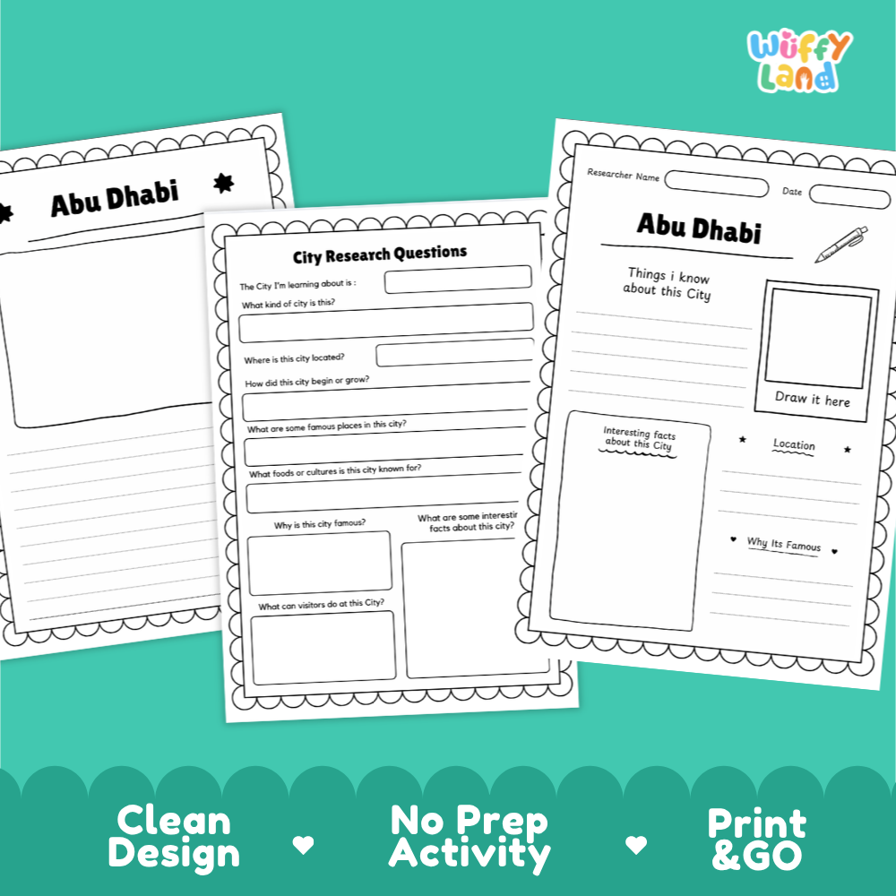 Abu Dhabi City Research Worksheets and Fact Sheet
